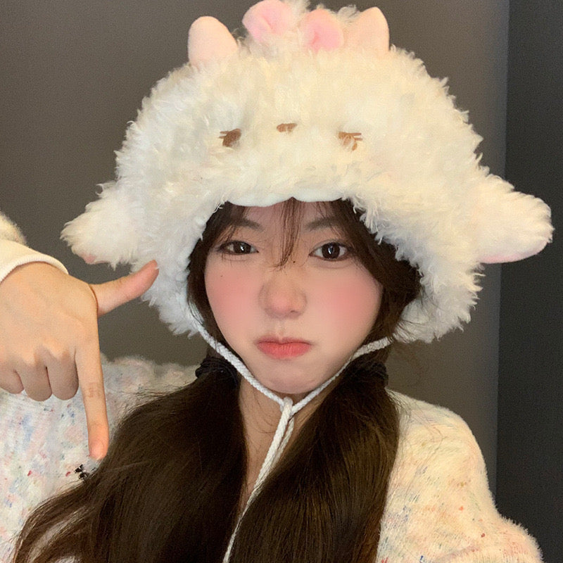 小羊咩咩毛绒毛球帽Sheep Pom Hat