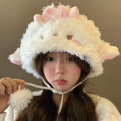 小羊咩咩毛绒毛球帽Sheep Pom Hat