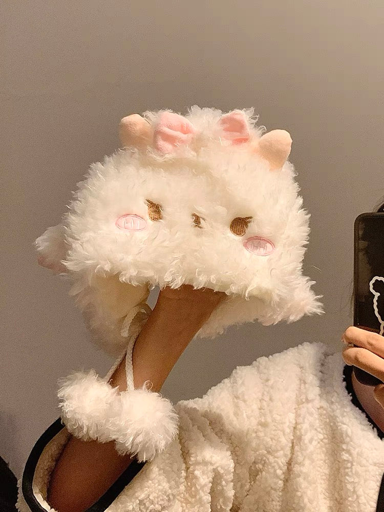 小羊咩咩毛绒毛球帽Sheep Pom Hat