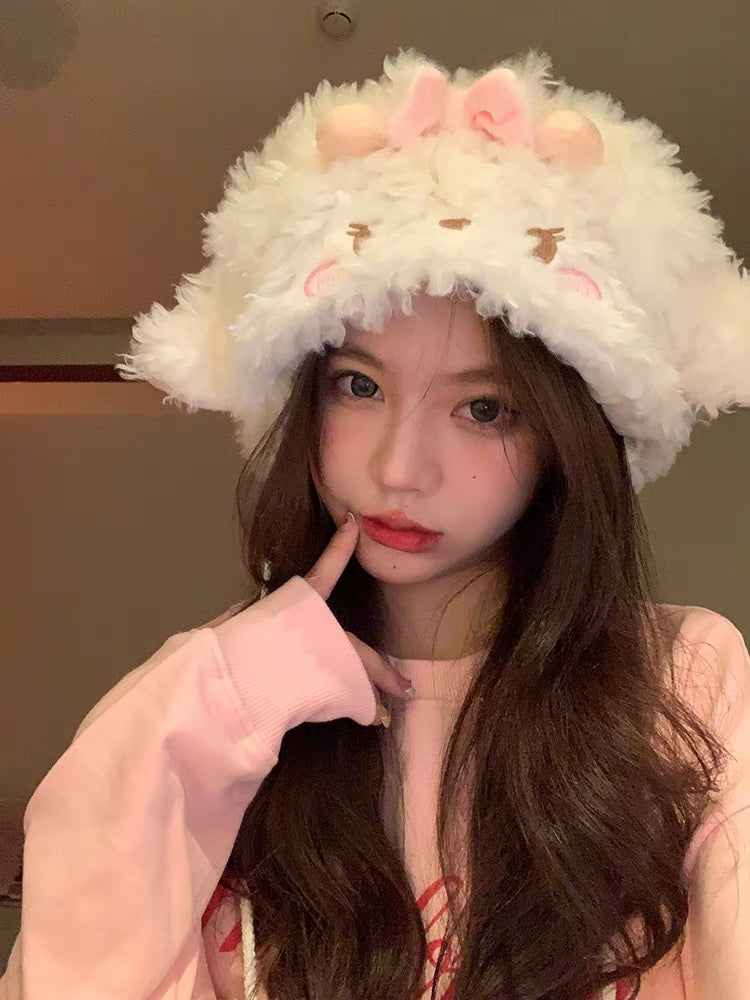 小羊咩咩毛绒毛球帽Sheep Pom Hat