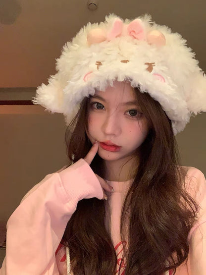 小羊咩咩毛绒毛球帽Sheep Pom Hat