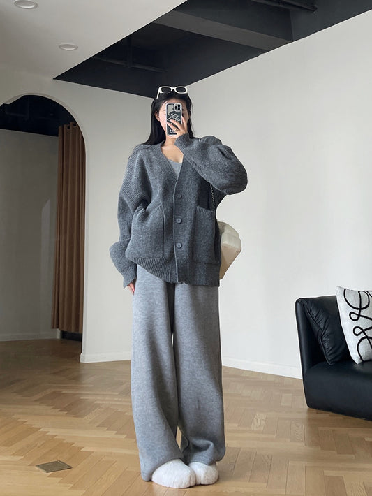 格雷系温柔慵懒针织套装Gray lazy knitting suit