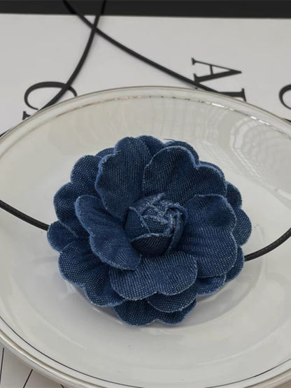 Blue Rose Tie Necklace