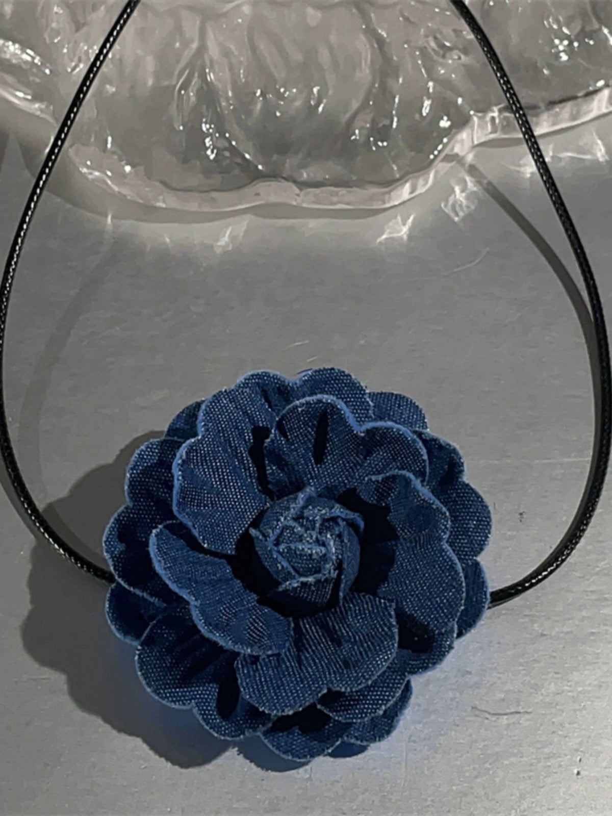 Blue Rose Tie Necklace