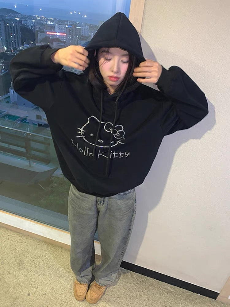 10%OFF_kitty印花加绒套头卫衣kitty print padded pullover jumper