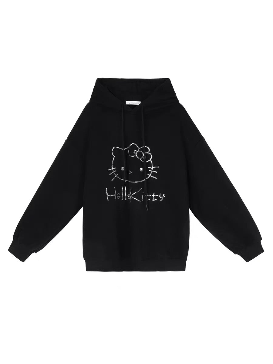 10%OFF_kitty印花加绒套头卫衣kitty print padded pullover jumper