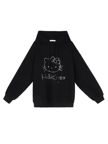 10%OFF_kitty印花加绒套头卫衣kitty print padded pullover jumper