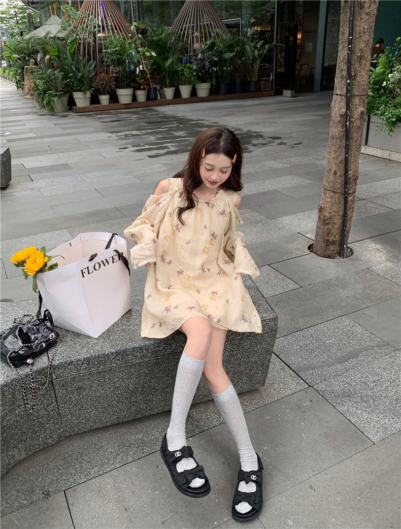 40%OFF_亚麻花朵衬衫裙Linen Floral Dress