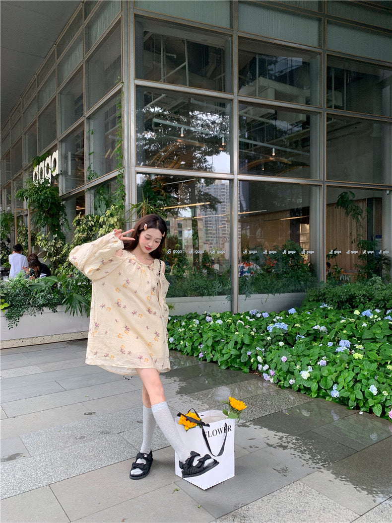 40%OFF_亚麻花朵衬衫裙Linen Floral Dress