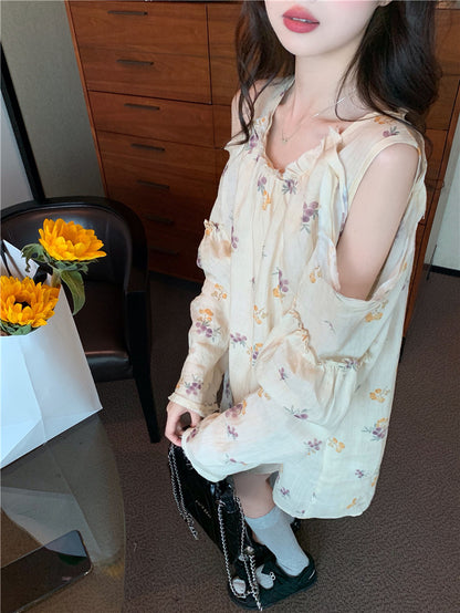 40%OFF_亚麻花朵衬衫裙Linen Floral Dress