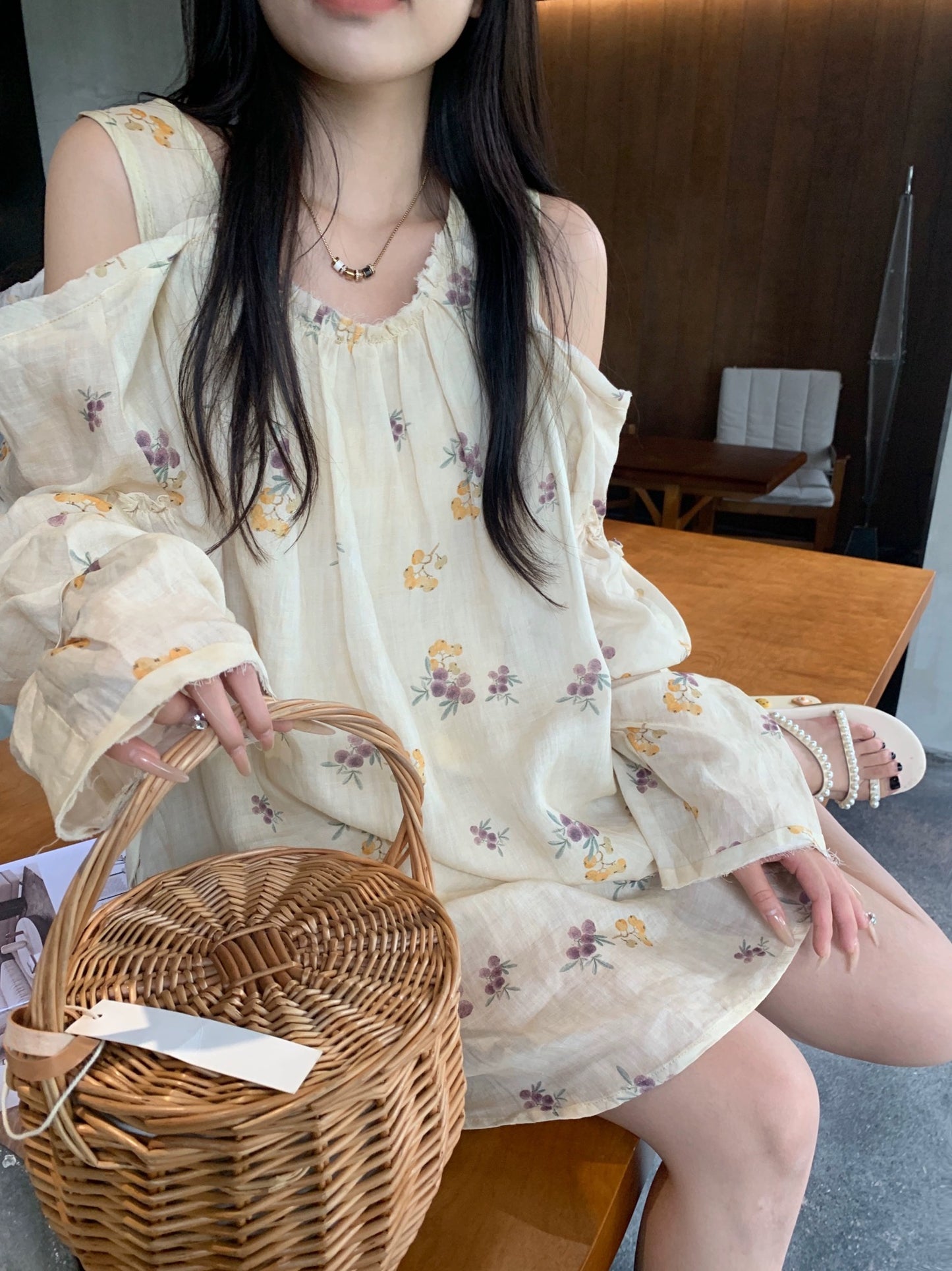 40%OFF_亚麻花朵衬衫裙Linen Floral Dress