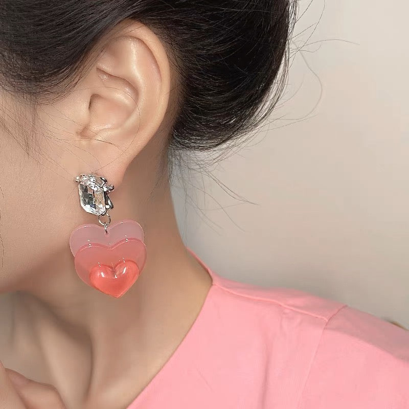Pink Heart Drop Earrings – Duck5tudio