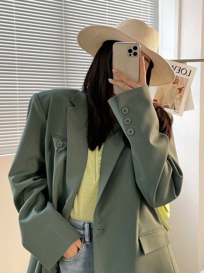 廓形墨绿色西服Shamrock Green Blazer