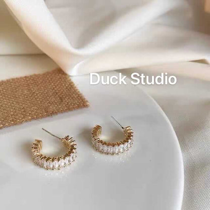 Gold Plated Earrings with Diamonds