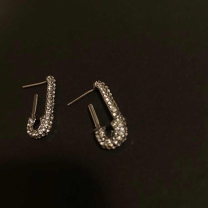 银色回形针耳钉Clip Shape Silver Plated Earrings