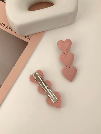 粉色爱心边夹Pink Heart Hair Clips