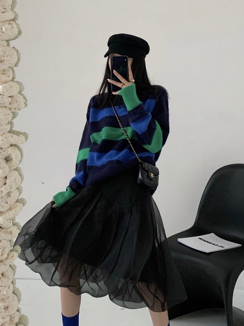 30%OFF_暗黑薄纱蓬蓬裙Black Mehs Mid Skirt