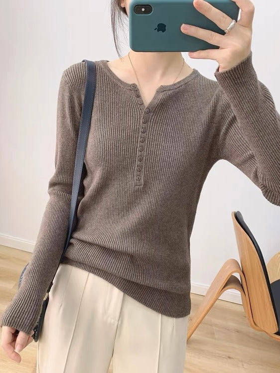 20%OFF_基础好穿！奶咖排扣打底衫Coco Milk Coffee Button Top