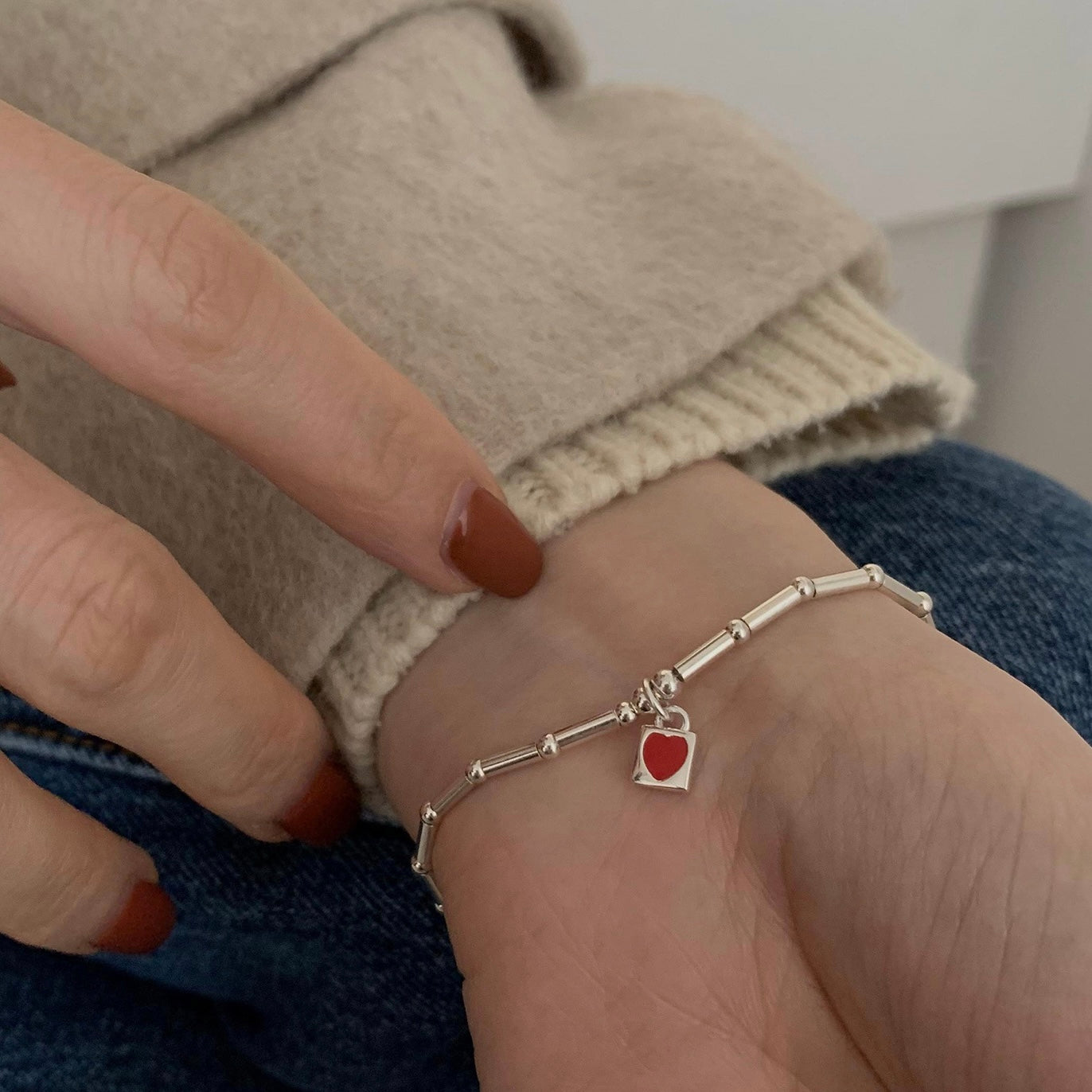 Silver Bracelet with Heart Padlock