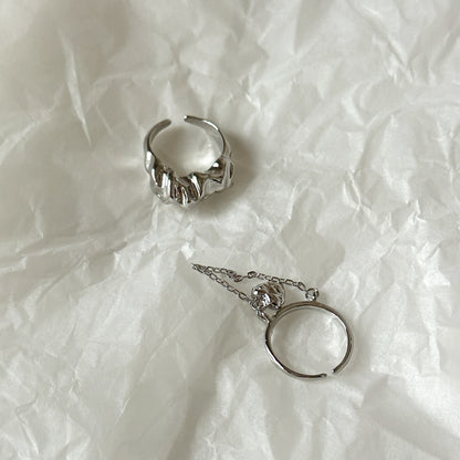 Silver-Plated "Unstable Heart" Ring Sets with Chain