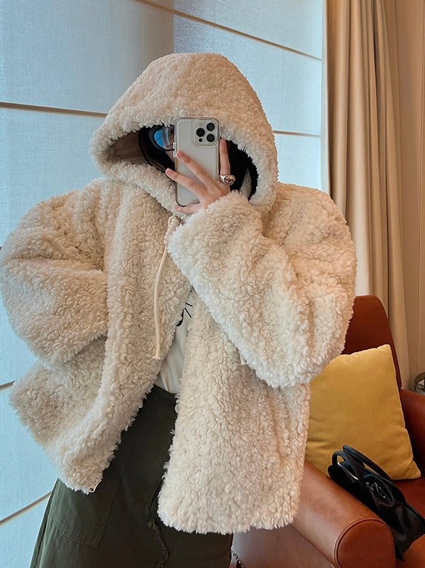 20%OFF_暖fufu泰迪熊外套White Soft Wool Coat