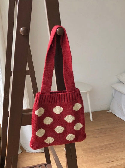 红色爱心针织mini托特Red Tote Bag