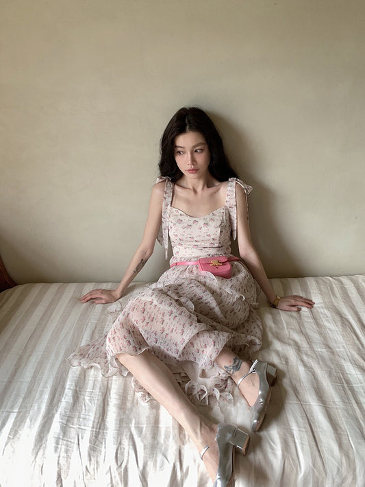 粉色小碎花系带连衣裙Enchanted Blossom Dress