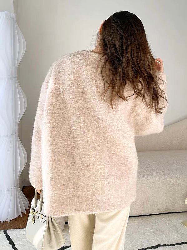 50%OFF_粉色v领廓形外套Blush Pink Wool Coatni