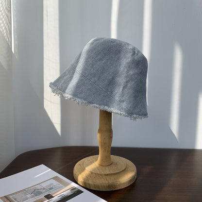 韩版毛边牛仔盆帽Denim Bucket Hat