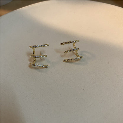 Gold Plated Stud Earrings with Diamonds