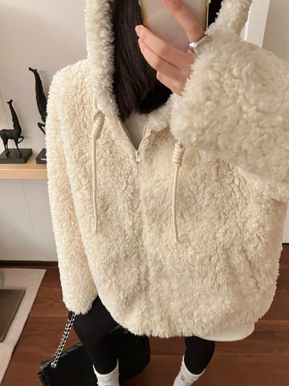 20%OFF_暖fufu泰迪熊外套White Soft Wool Coat