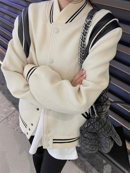 超经典黑白棒球服Stripe Baseball Jacket