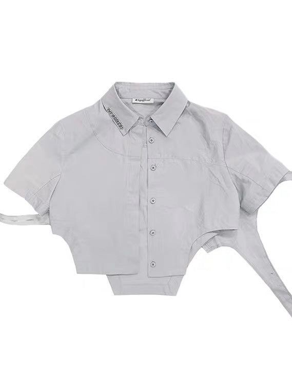 30%OFF_不对称设计感衬衫短袖Irregular Short Sleeve Shirt