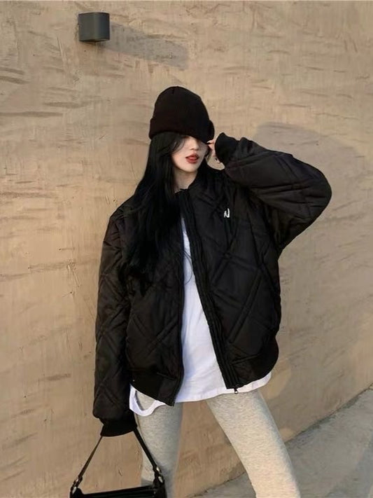 50%OFF_简约字母棒球服"N" Onesize Drop Shoulder Jacket