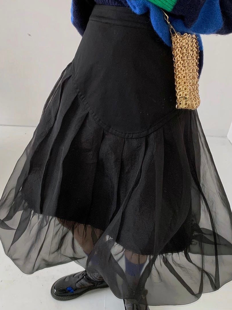 30%OFF_暗黑薄纱蓬蓬裙Black Mehs Mid Skirt