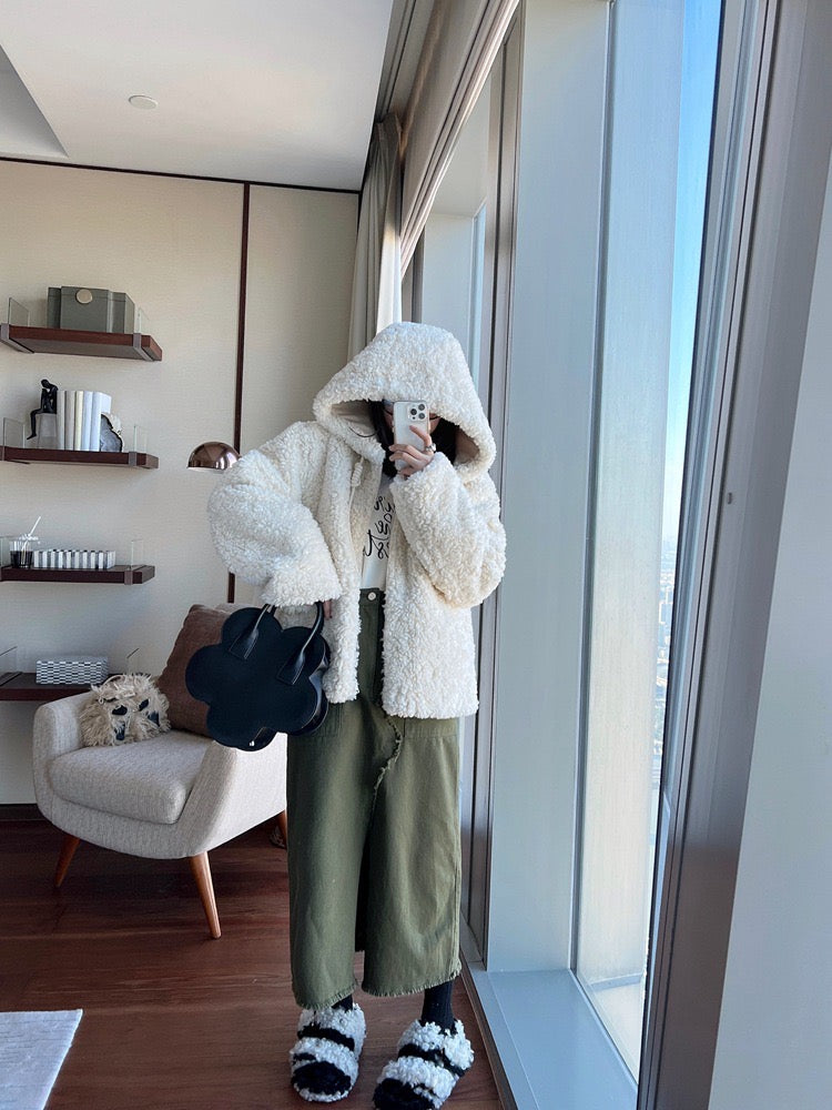 20%OFF_暖fufu泰迪熊外套White Soft Wool Coat