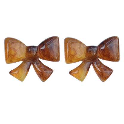 Amber Bow-tie Stud Earrings