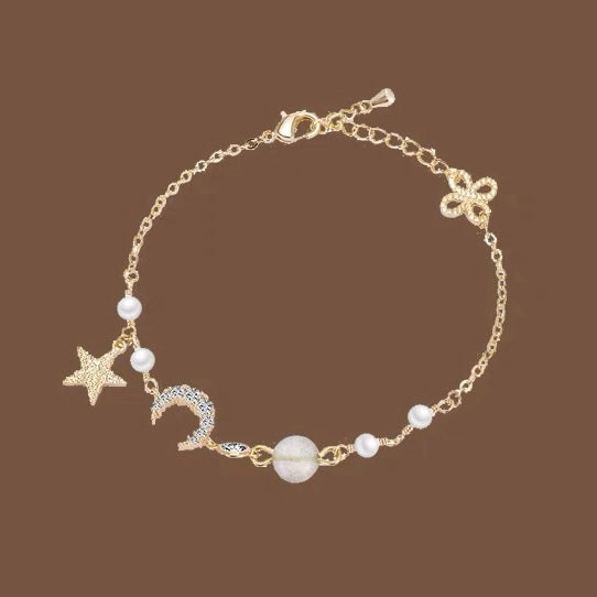 珍珠月亮手链Diamond and Pearl Bracelet