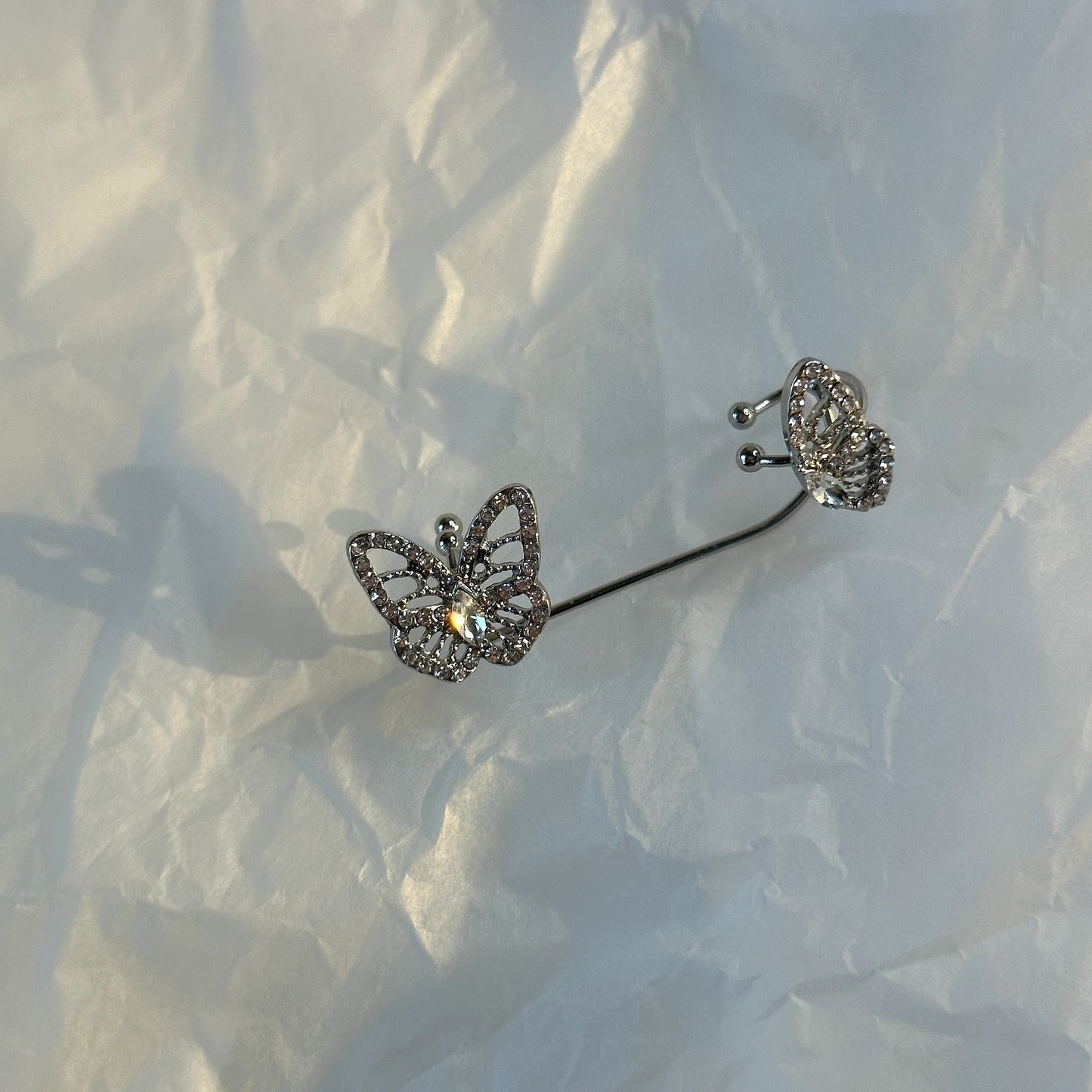 Silver-Plated Butterfly Ear Cuff