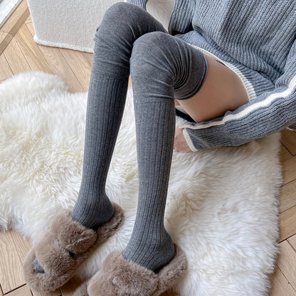 三色堆堆过膝袜Over the Knee Knit Socks