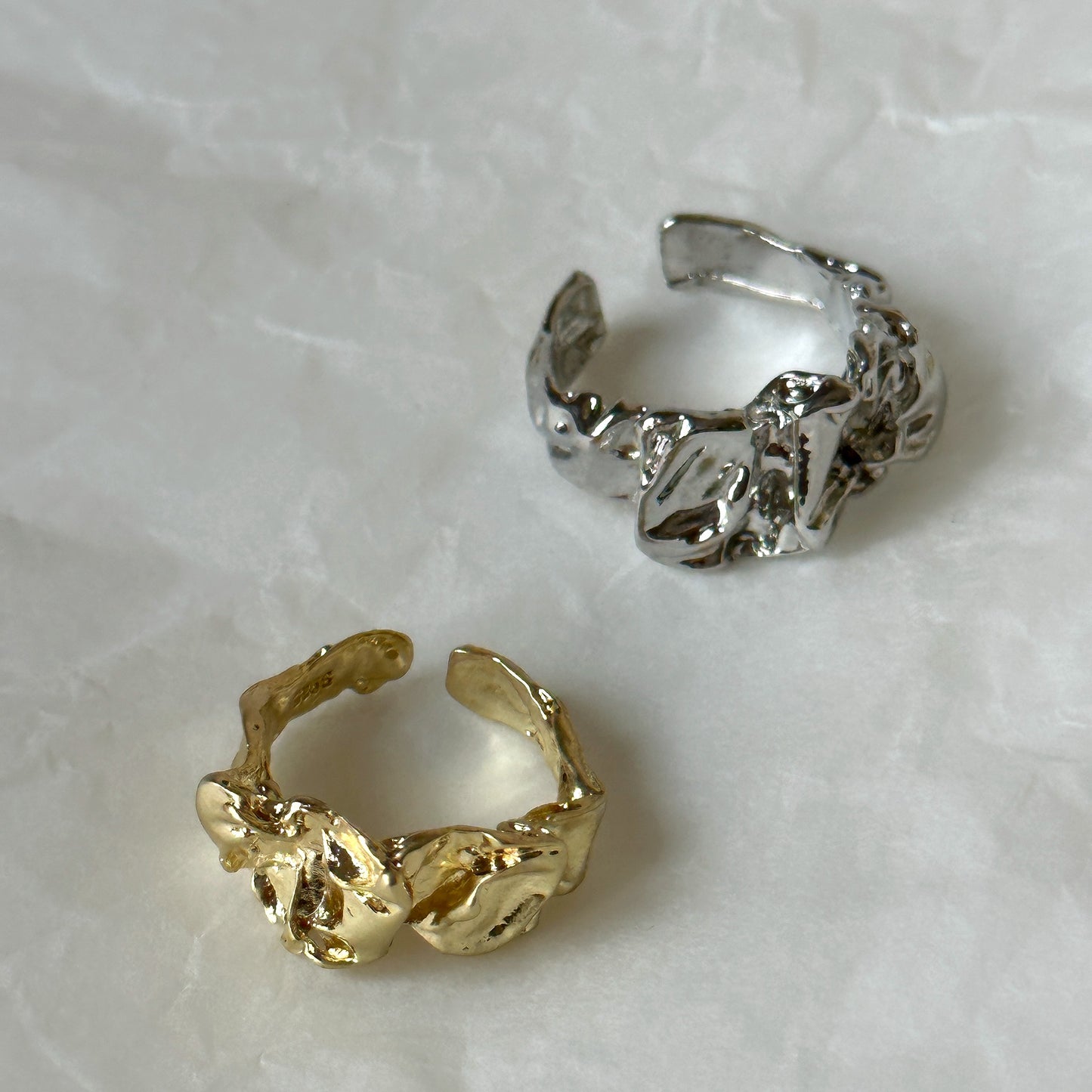 Gold and Silver Wave Shape Ring