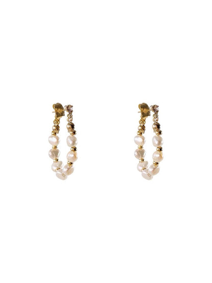 Gold Stud Earrings with Pearls