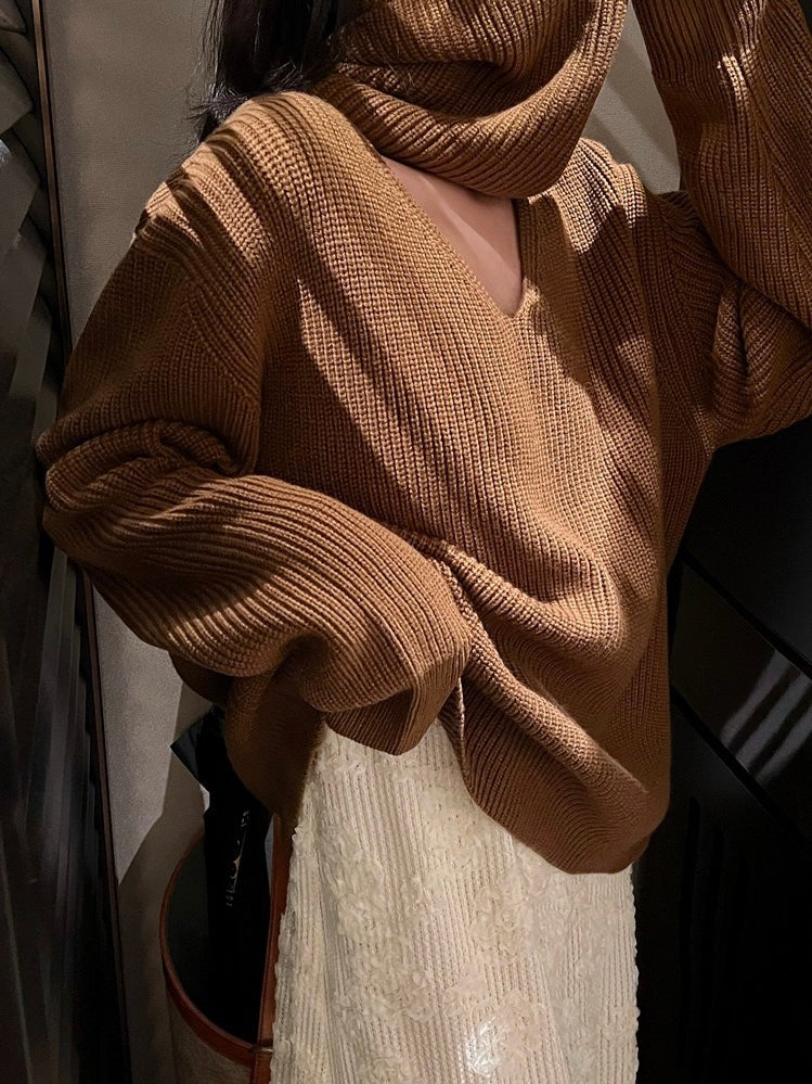 40%OFF_焦糖御姐挂脖毛衣Syrup Brown Knit Turtleneck Sweater