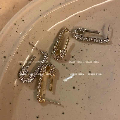 银色回形针耳钉Clip Shape Silver Plated Earrings