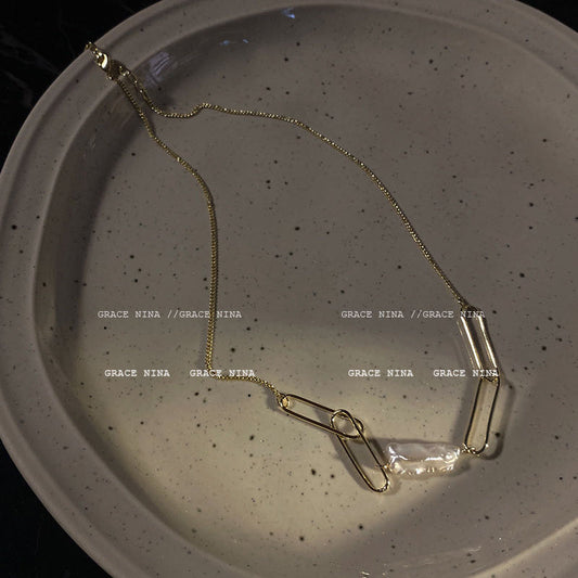 Gold Plated Paperclip Necklace