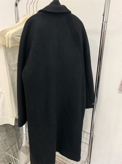 黑色廓形羊毛大衣Black Longline Wool Coat