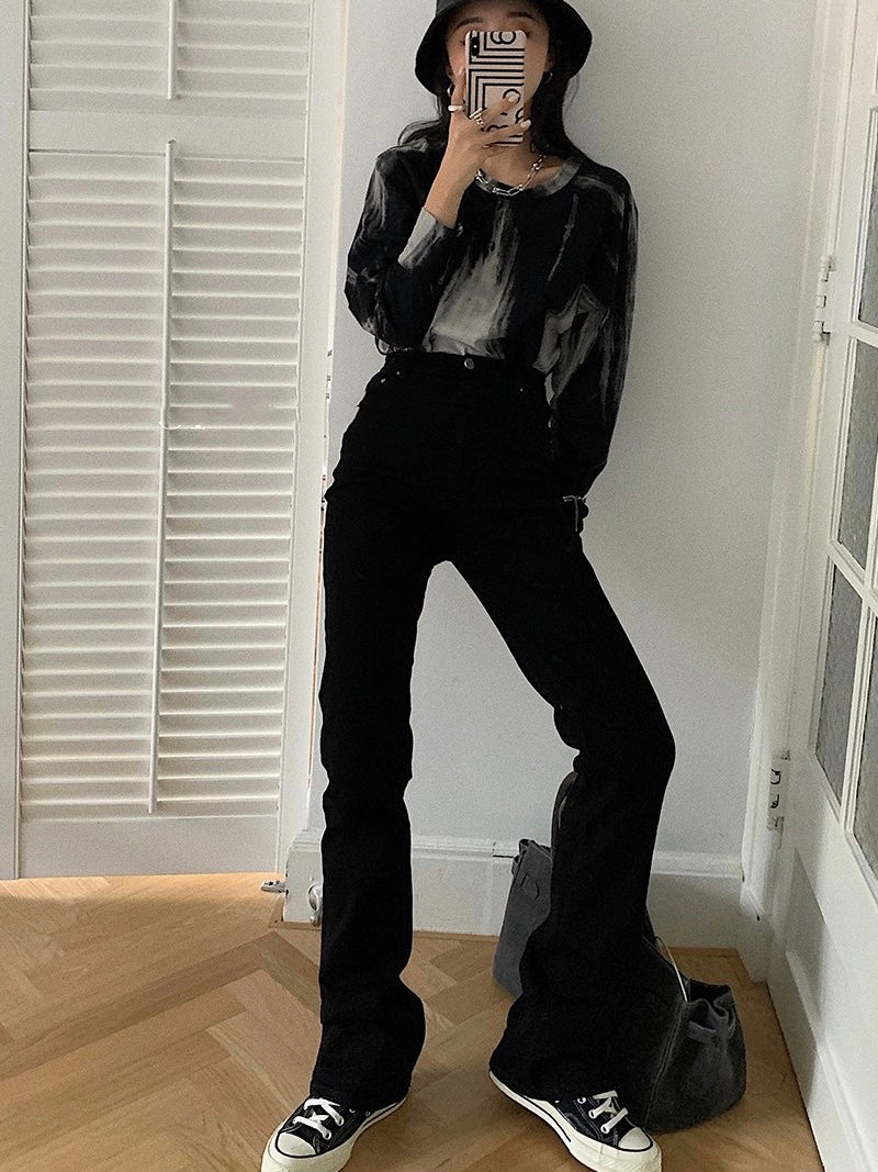 神裤！黑色直筒高腰牛仔裤Black Boot Cut Jeans