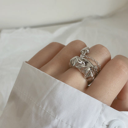 Silver-Plated "Unstable Heart" Ring Sets with Chain