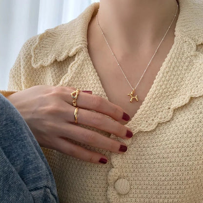 Silver Cable Chain Necklace with Gold Pendant