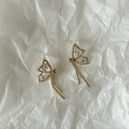 Butterfly Silver-Plated Stud Earrings with diamonds